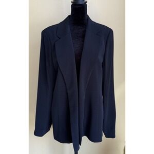 Yansi Fugel Luxe Ribbed Open Blazer Jacket NWT Black Womens Size L